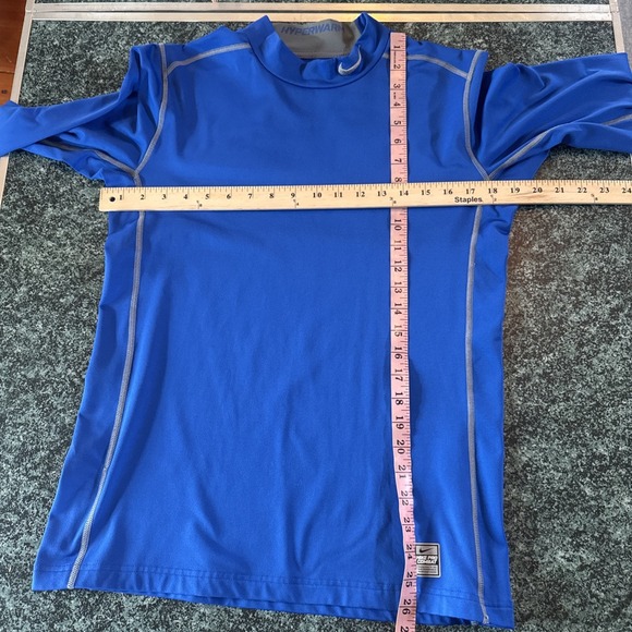 Nike Pro Combat Dri Fit Shirt Hyperwarm Blue Athletic Compression Men's Size M - Picture 8 of 9